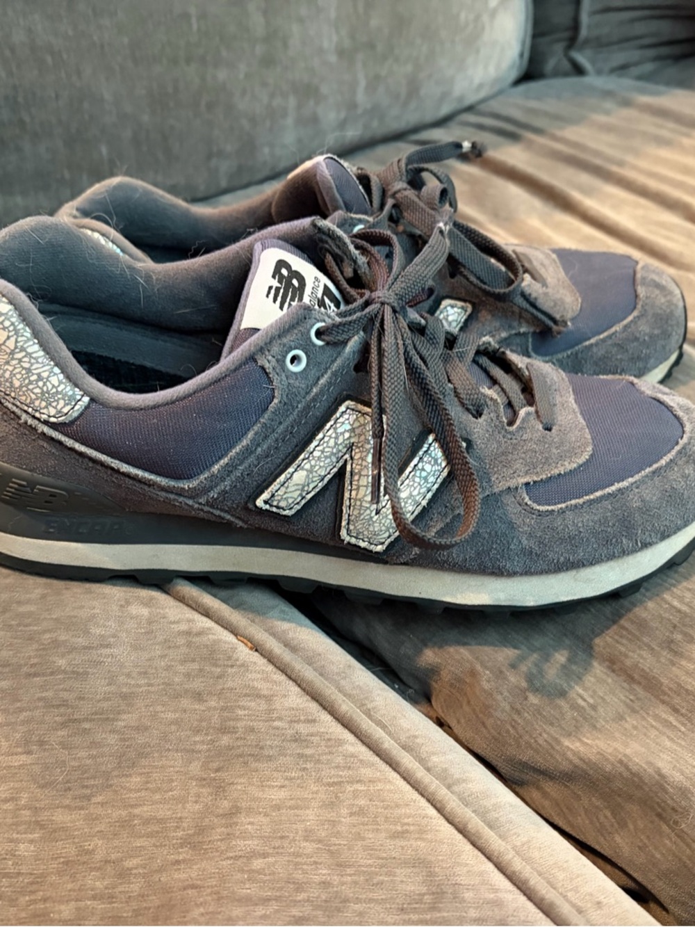 New Balance Women's Navy Suede & Silver Accent Sneaker